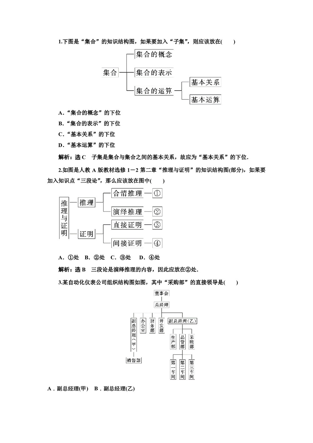 2019-2020学年人教A版选修1-2    结构图  课时作业第1页