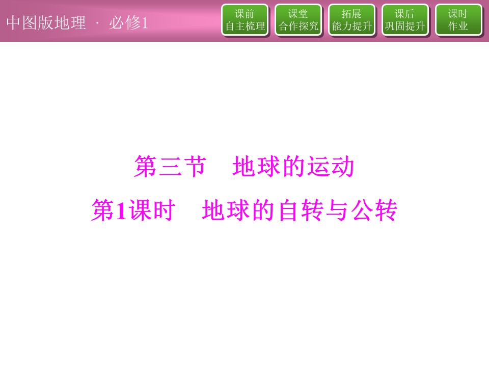 2019-2020学年中图版高中地理必修1课件：1.3地球的运动--自转与公转（53张）第1页