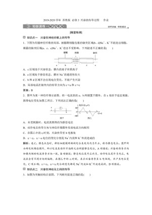 2019-2020学年 苏教版 必修3 兴奋的传导过程   作业