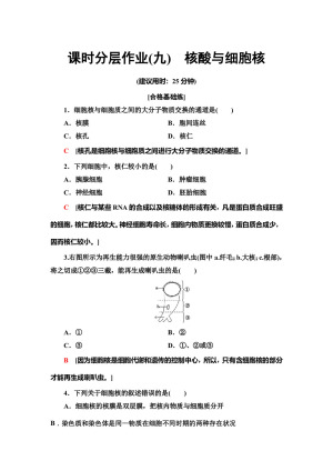 2019-2020学年    中图版 必修1 核酸与细胞核 作业