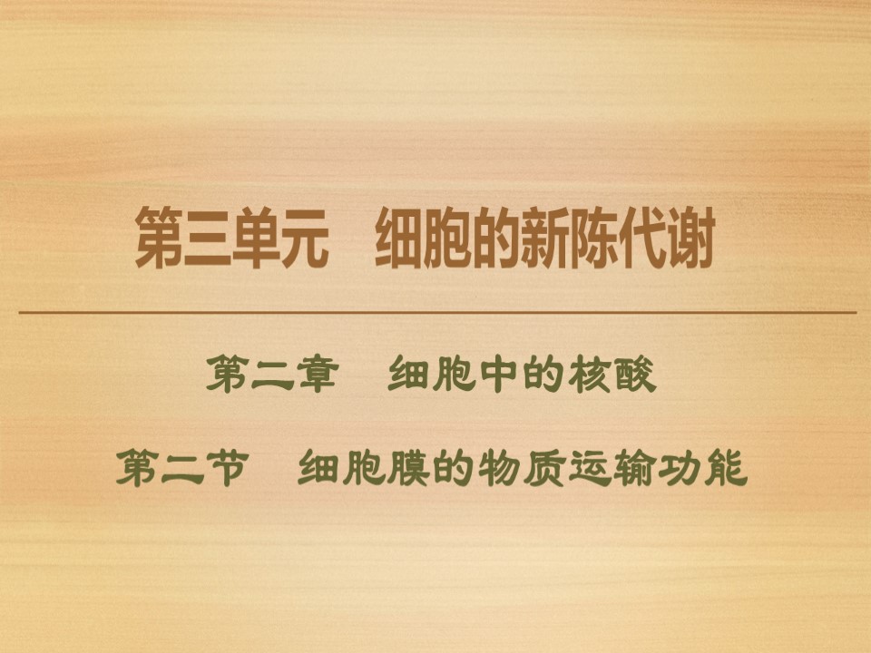 2019-2020学年 中图版 必修1 细胞膜的物质运输功能（80张） 课件第1页
