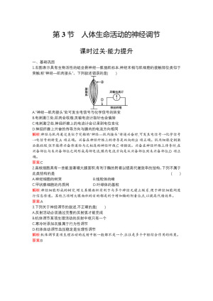 2019-2020学年   北师大版 必修3 人体生命活动的神经调节 作业