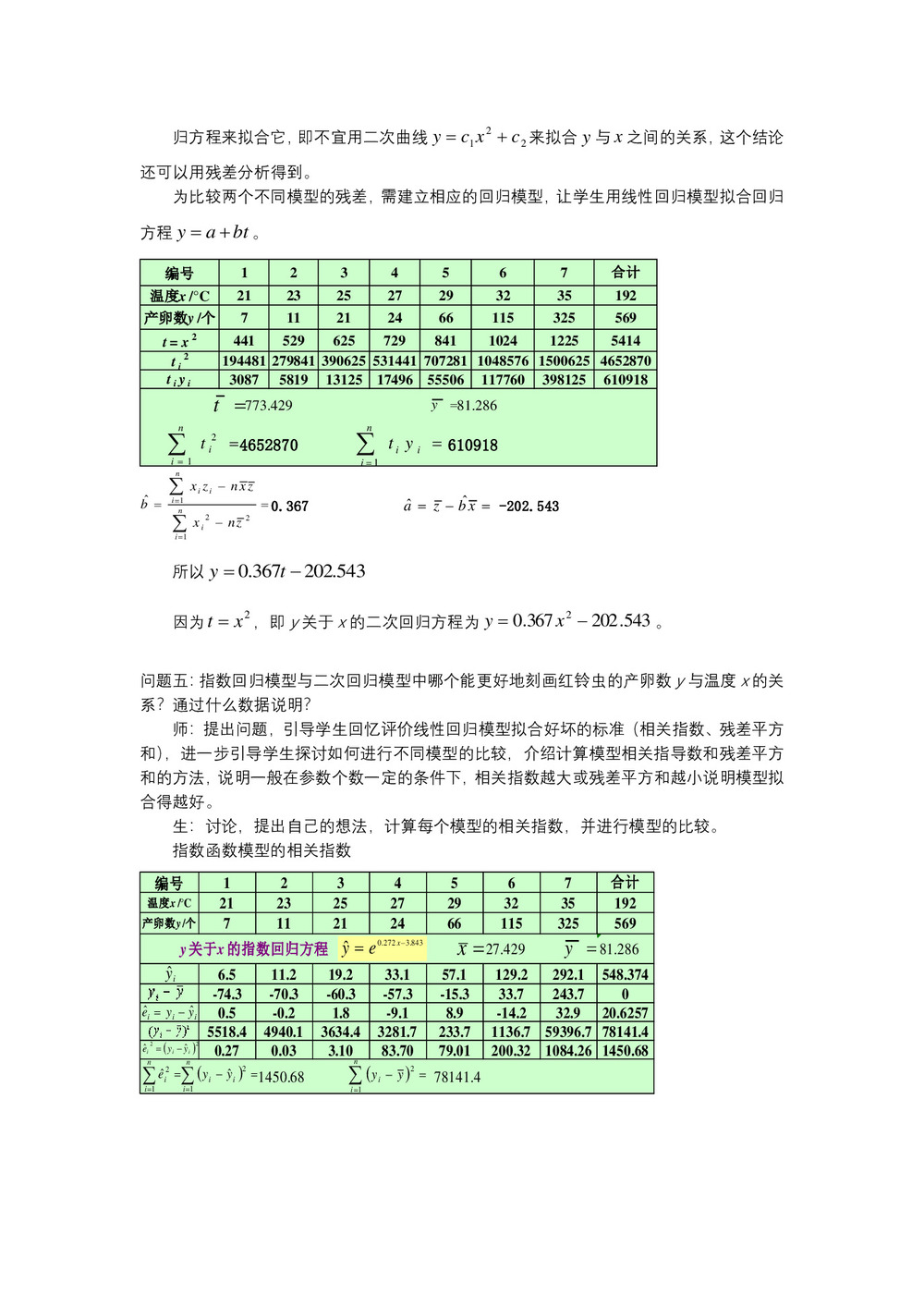 2019-2020学年人教A版选修1-2    1.1回归分析的基本思想及其初步应用第3课时   教案第3页