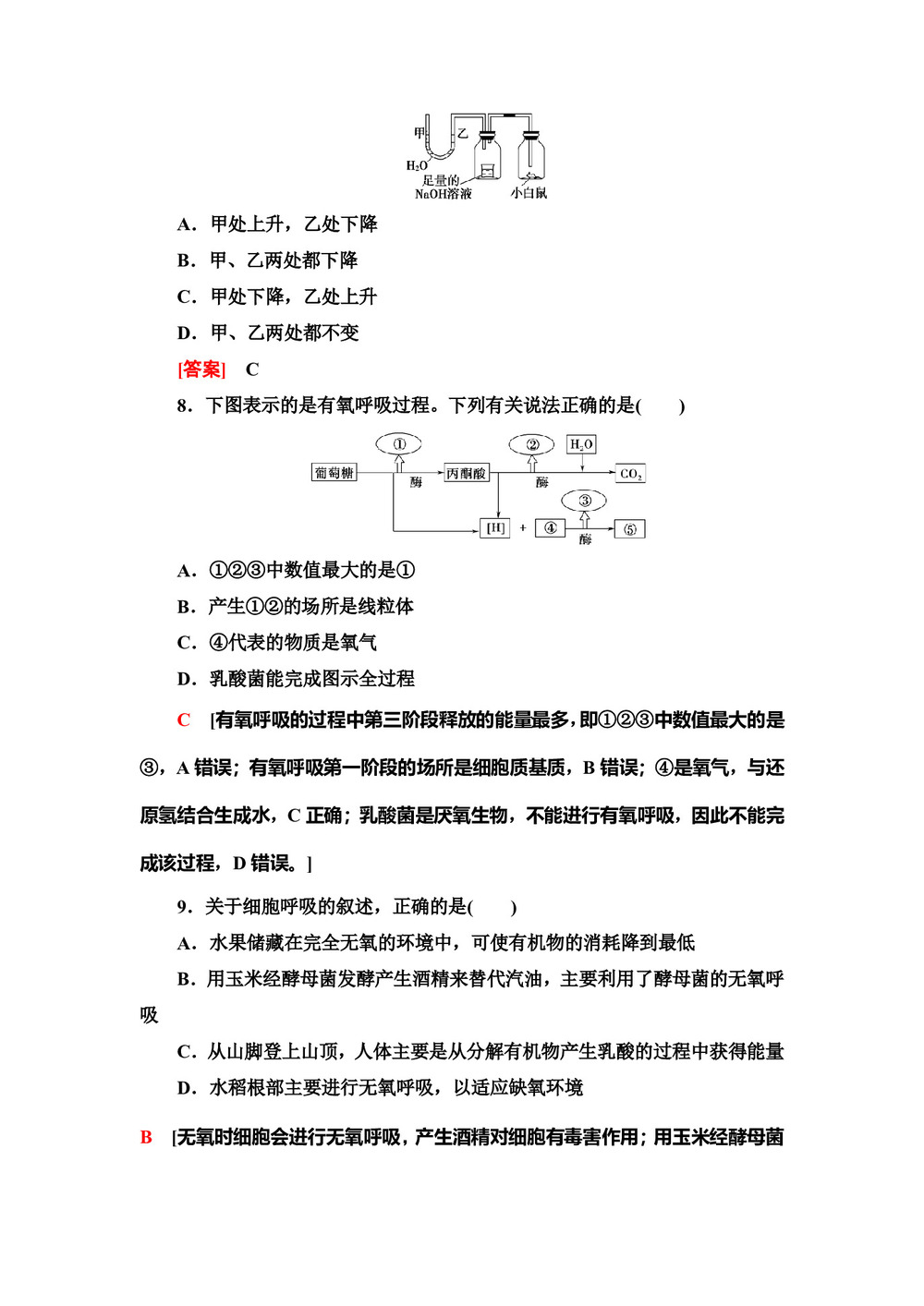 2019-2020学年    中图版 必修1 从化学能到生物能 作业第3页