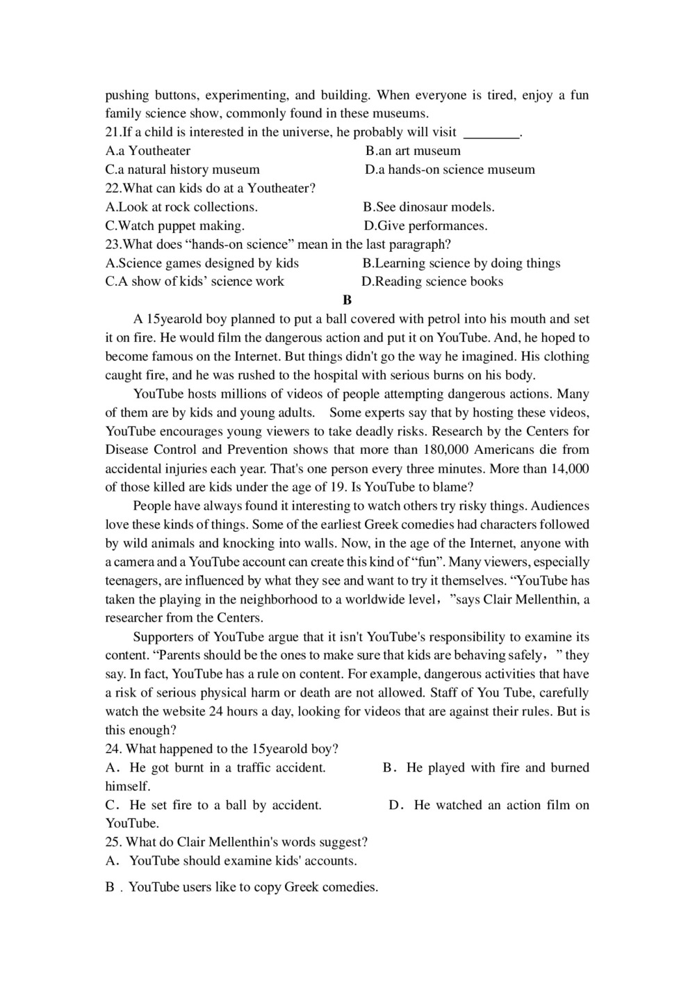 吉林省延边市长白山第一高级中学2019-2020学年高二上学期学科竞赛英语试卷 Word版含答案第3页
