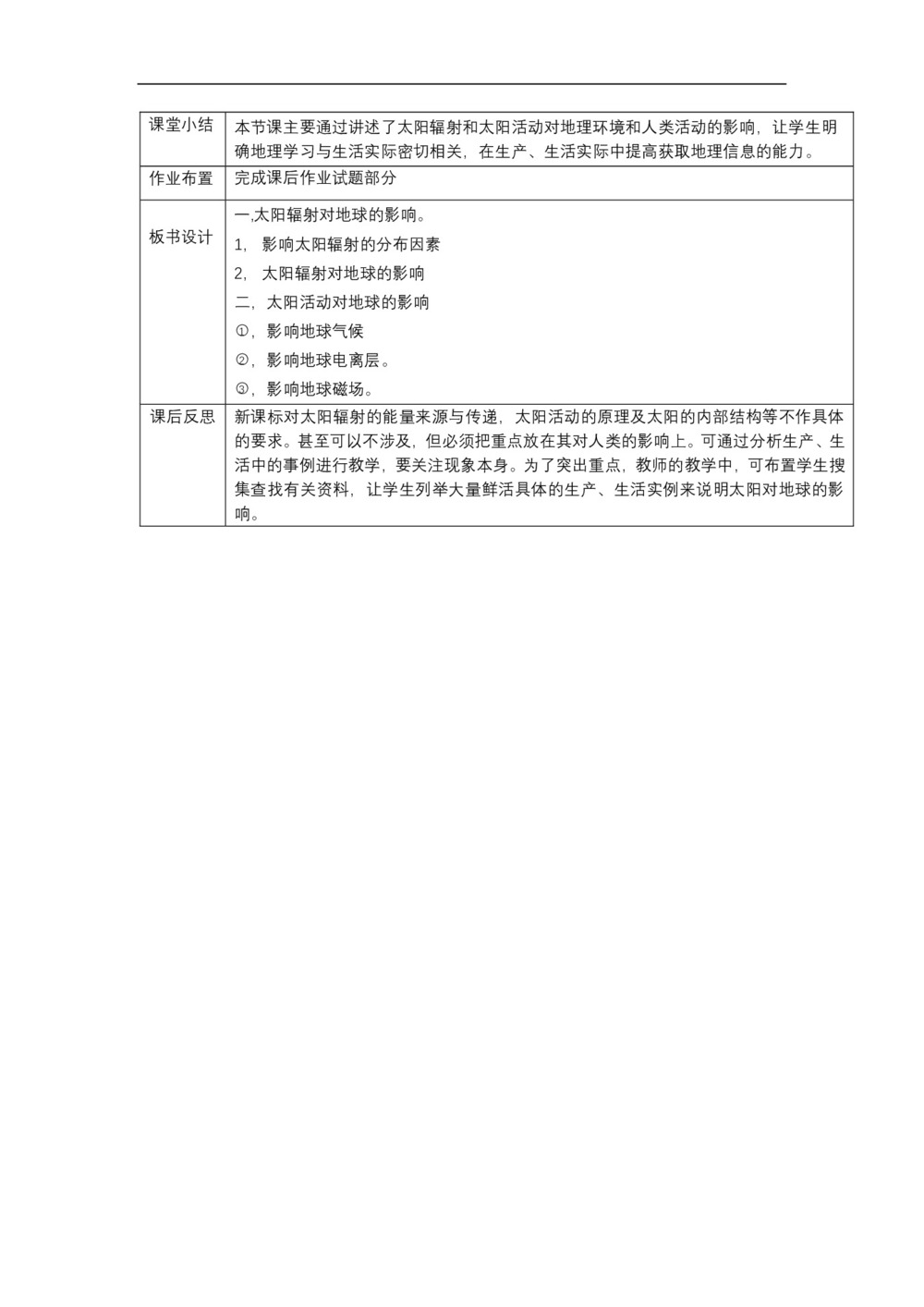 2019-2020学年中图版高中地理必修1教案:1.2太阳活动对地球的影响  教案3第3页