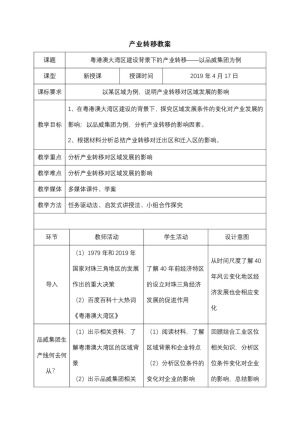 2019-2020学年人教版高中地理必修3教案：5.2 产业转移—以东亚为例  教案12