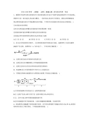 2019-2020学年  人教版   必修1 能量之源—光与光合作用  作业