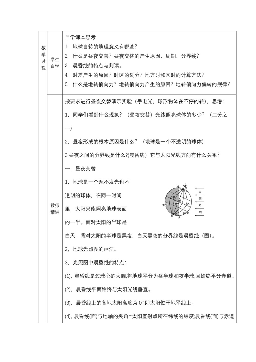 2019-2020学年中图版高中地理必修1教案：1.3地球的运动-地球自转的地理意义第2页