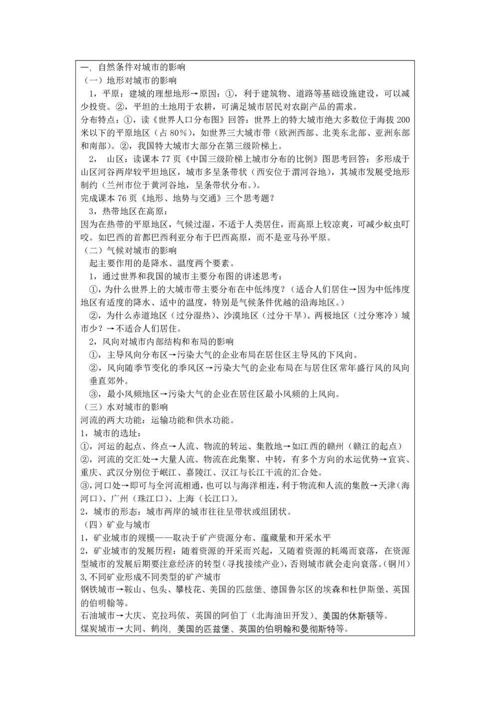 2019-2020学年中图版高中地理必修1教案:4.1自然条件对城市及交通线路的影响  教案3第3页