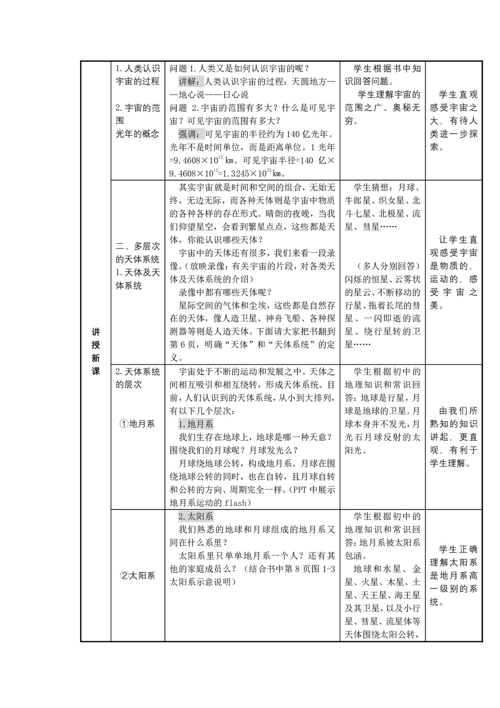 2019-2020学年湘教版高中地理必修1教案:1.1地球的宇宙环境  教案1第2页