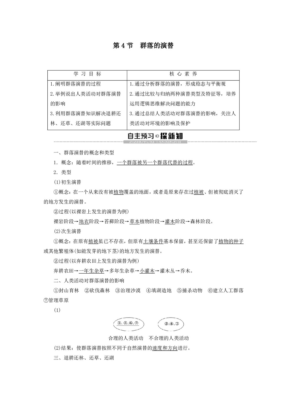 2019-2020学年 人教版  必修3  群落的演替  教案第1页