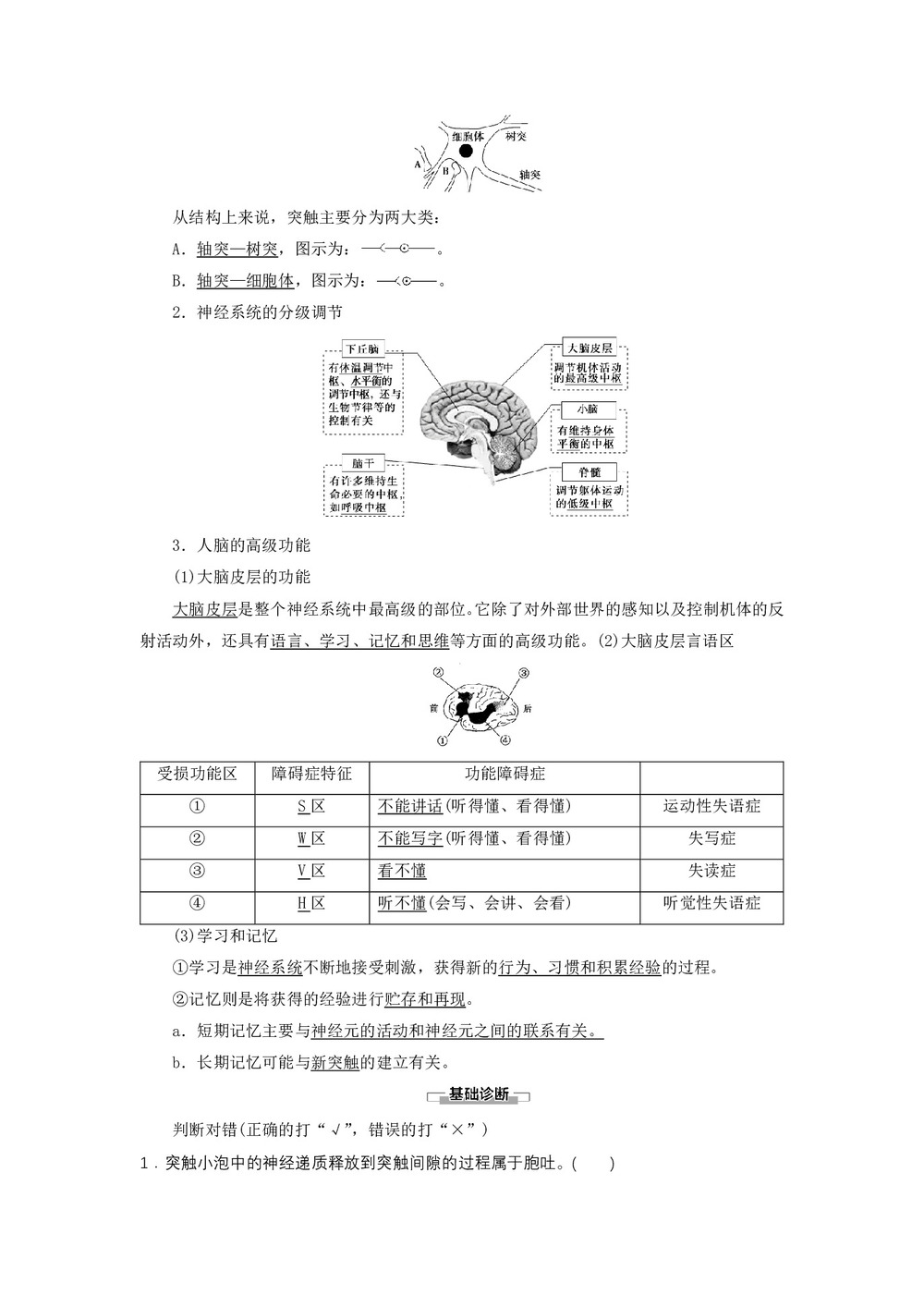2019-2020学年 人教版  必修3  通过神经系统的调节二 教案第2页