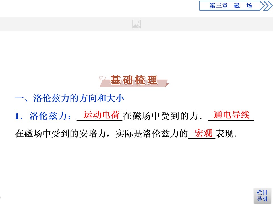 2019-2020学年人教版选修3-1 第三章第5节  运动电荷在磁场中受到的力 课件（39张）第3页