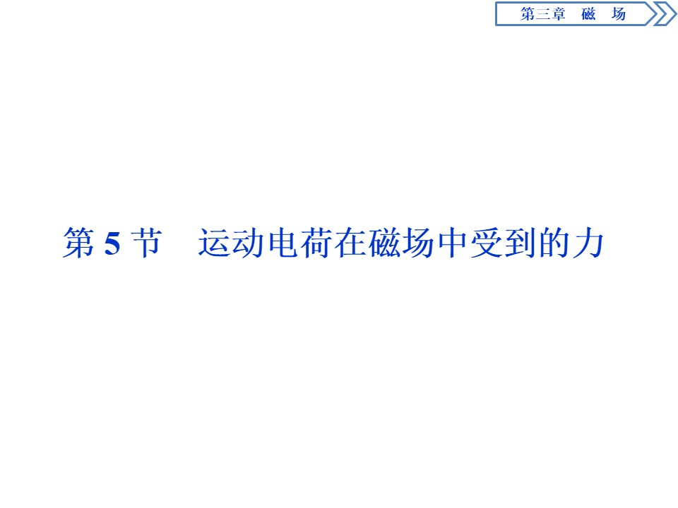2019-2020学年人教版选修3-1 第三章第5节  运动电荷在磁场中受到的力 课件（39张）第1页