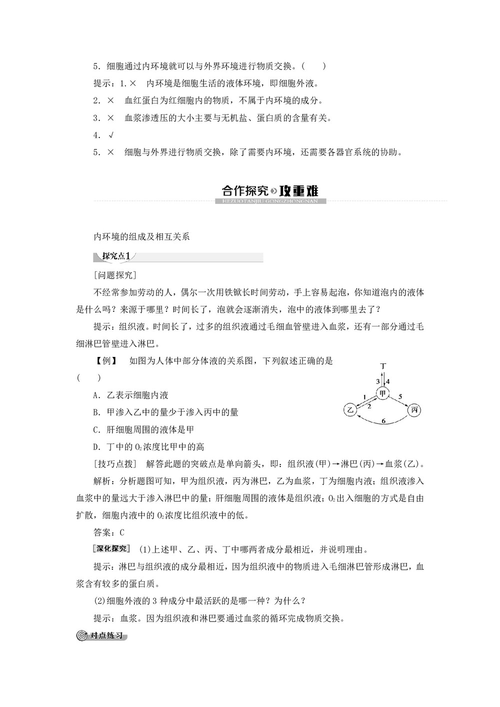 2019-2020学年 人教版  必修3  细胞生活的环境 教案第3页