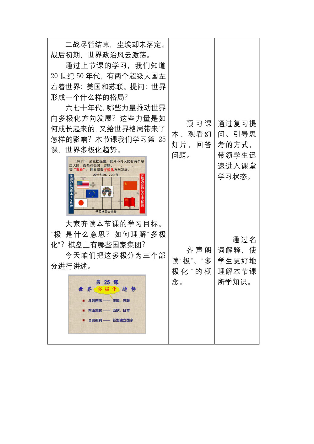 2019—2020学年岳麓版必修一第25课 世界多极化趋势【岳麓版】[教案]第2页