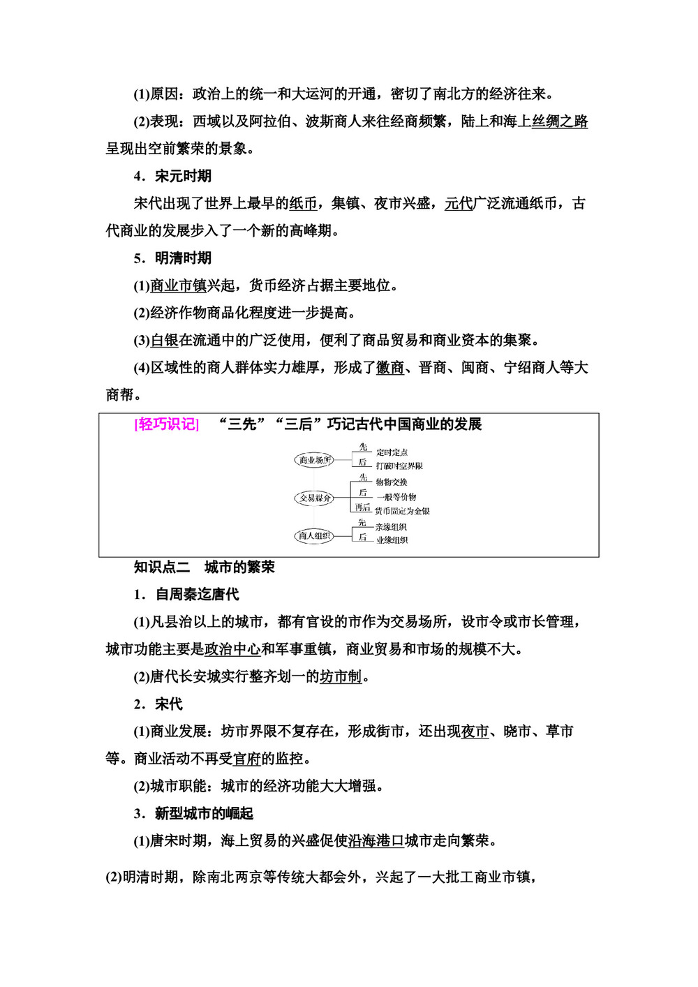 2019-2020学年岳麓版必修2 第1单元 第5课 农耕时代的商业与城市 学案第2页