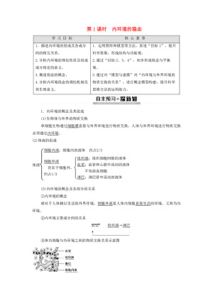 2019-2020学年 苏教版 必修3内环境的稳态   学案