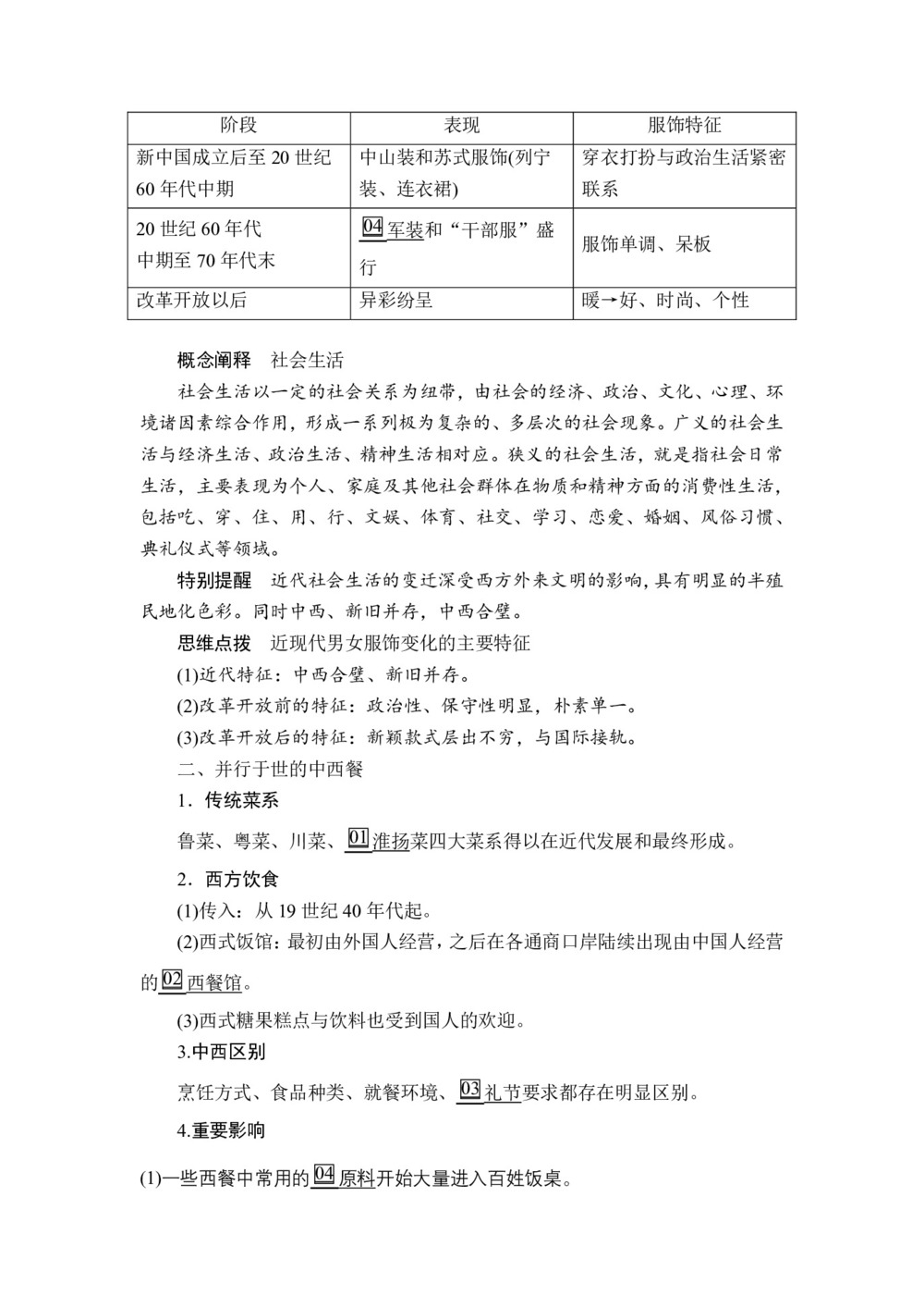 2019-2020学年人民版必修2 专题四  第1课 物质生活和社会习俗的变迁 学案第2页