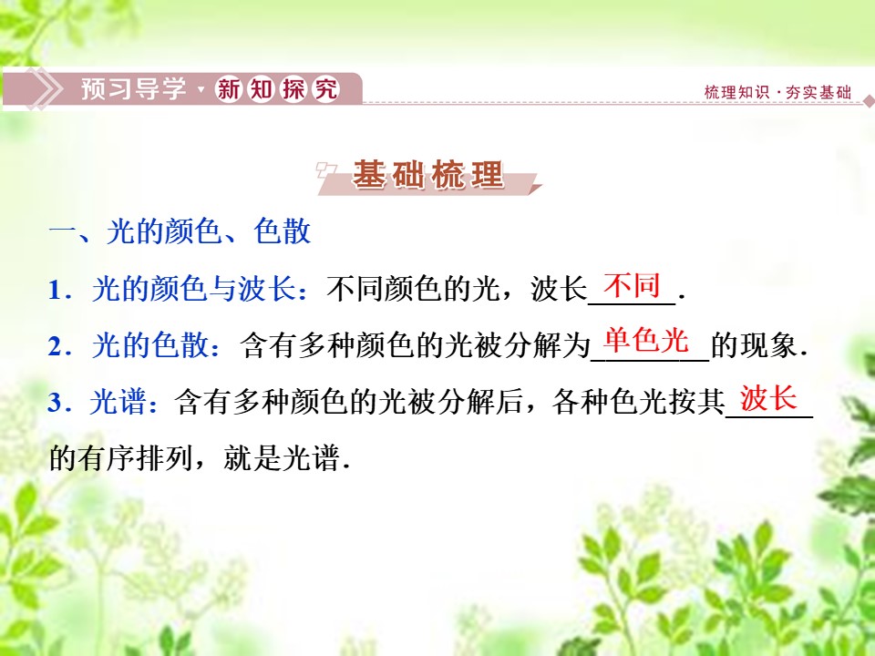 2019-2020学年人教版选修3-4 第十三章 第7节　光的颜色　色散第8节　激光 课件（40张）第3页