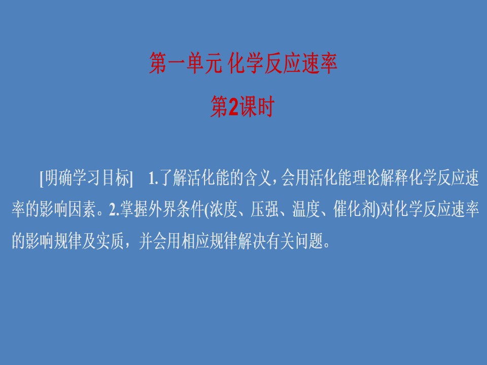 2019-2020学年苏教版选修4 专题2第一单元 化学反应速率（第2课时） 课件（42张）第1页
