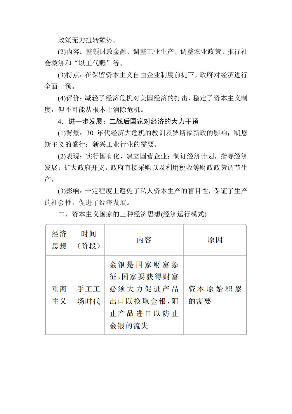 2019-2020学年人民版必修2 专题六 罗斯福新政与当代资本主义 知识整合 学案第2页