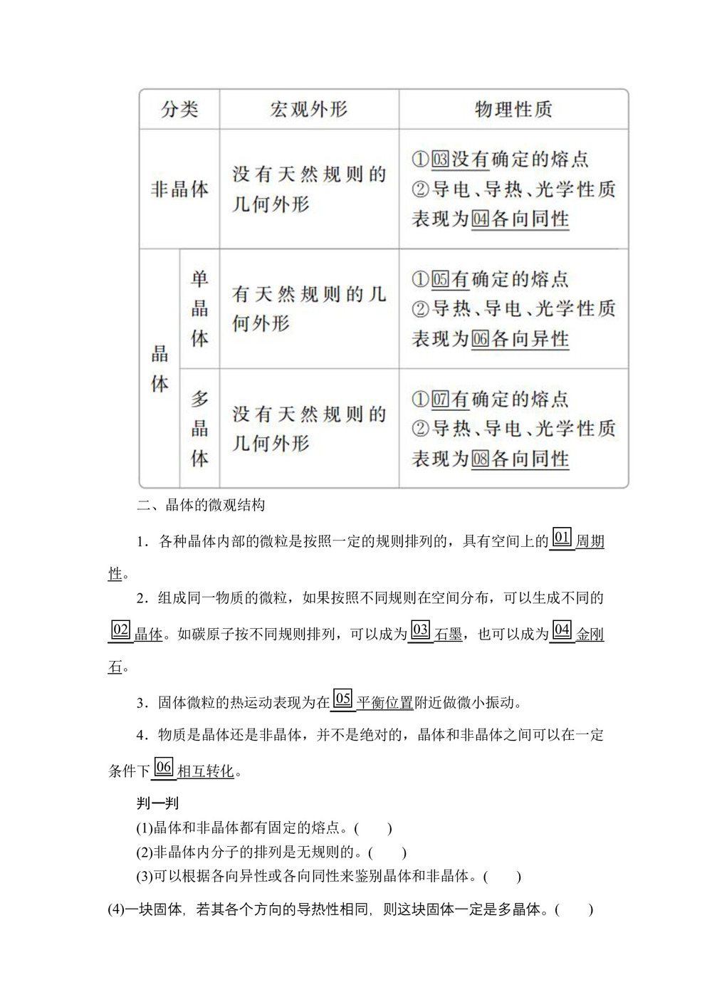 2019-2020学年人教版选修3-3 第九章  第1节 固体 学案第2页