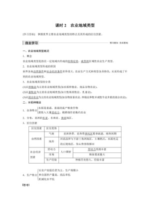 2019-2020学年新素养同步导学鲁教版 理必修二老课标版 ：第3单元 第一节 课时2 农业地域类型 学案 Word版含解析