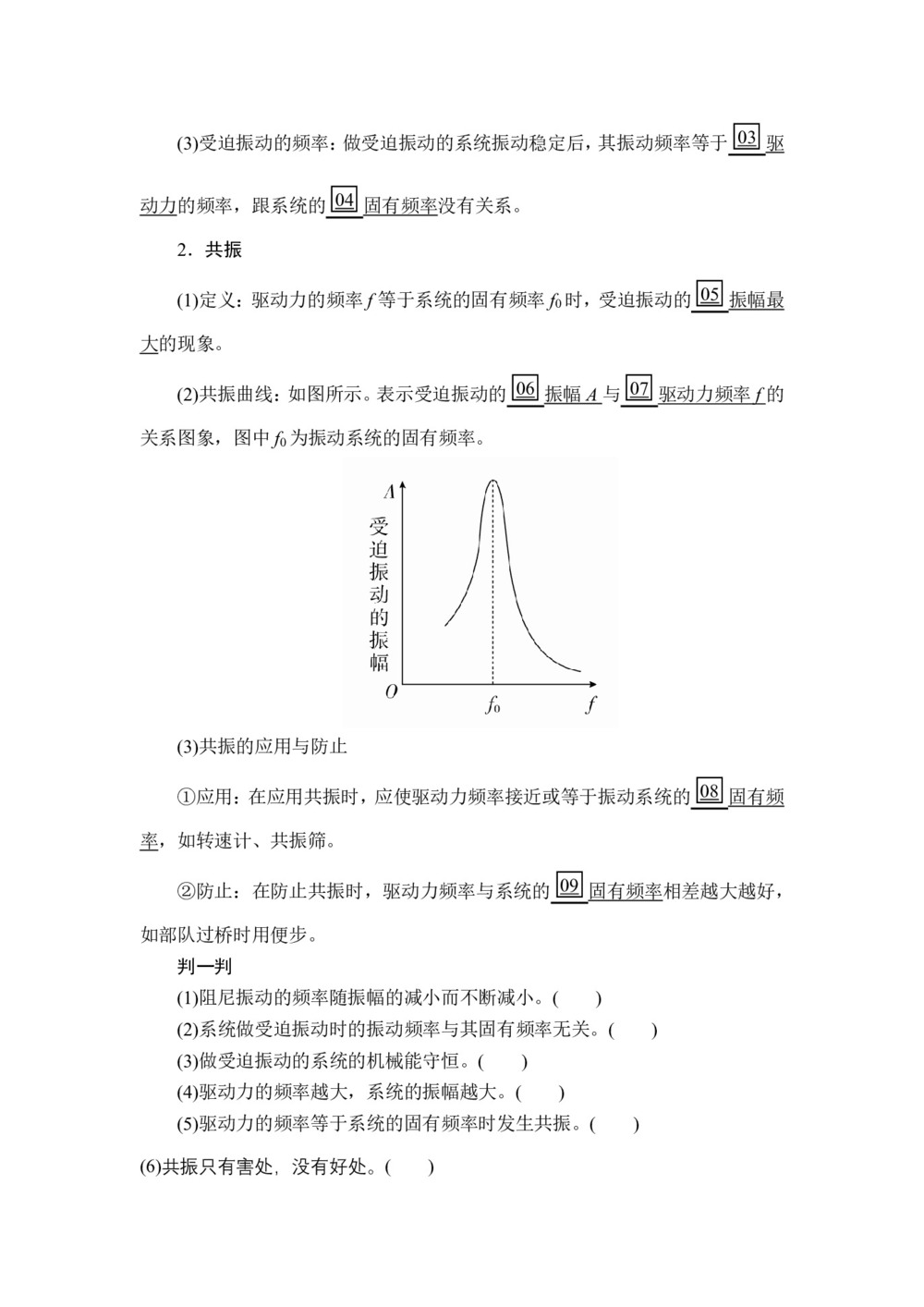 2019-2020学年人教版选修3-4 第十一章  第5节 外力作用下的振动 学案第2页