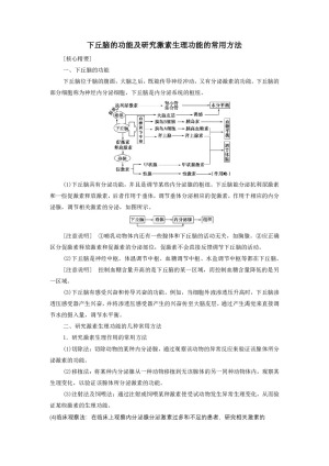 2019-2020学年 苏教版 必修3 下丘脑的功能及研究激素生理功能的常用方法 学案