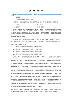 2018-2019学年人教版必修二 第2章 第1节 减数分裂和受精作用 作业2