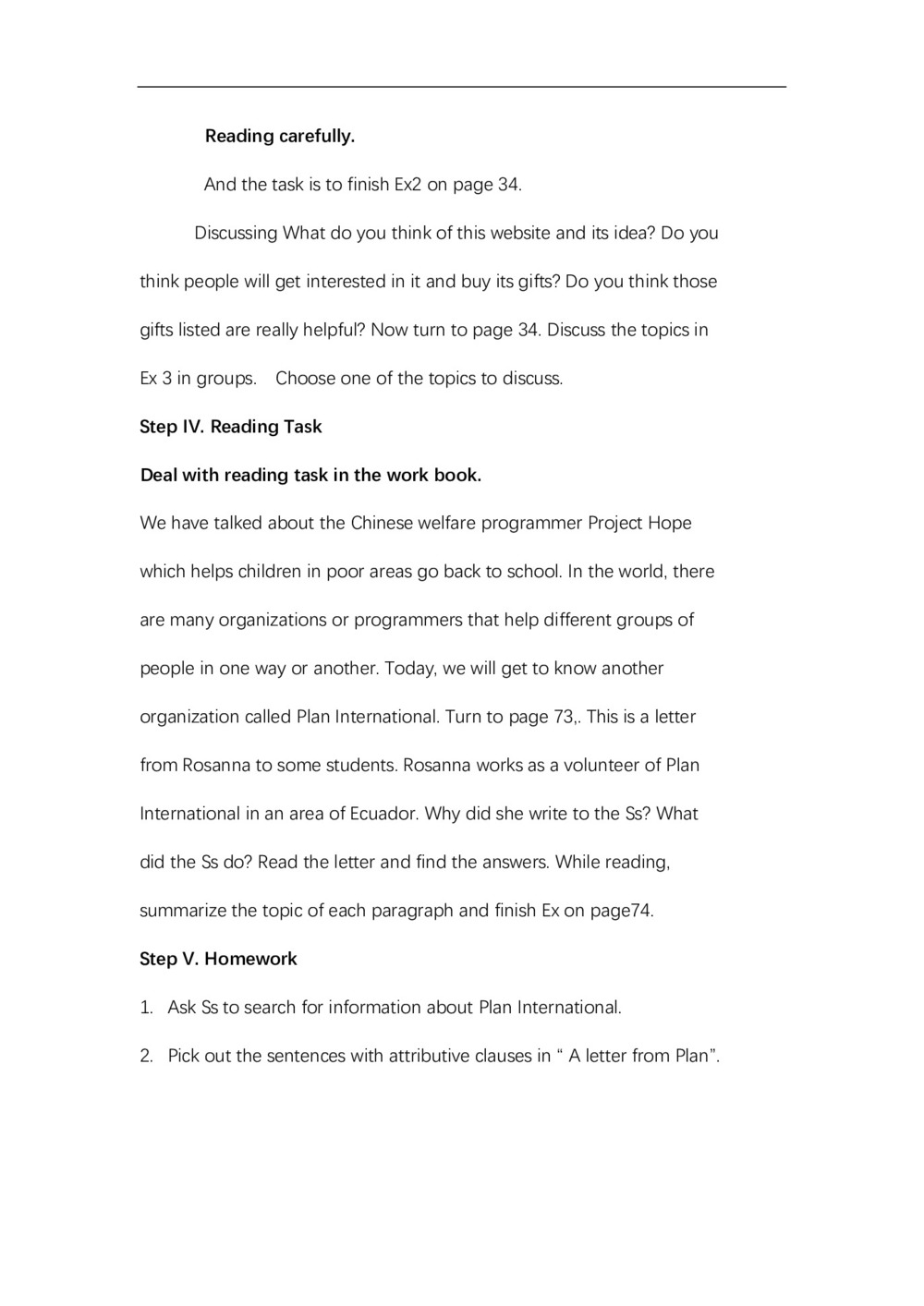 2019学年度人教版选修七Unit4SharingPeriod5  Using language--Reading教案设计(2页word版)第2页