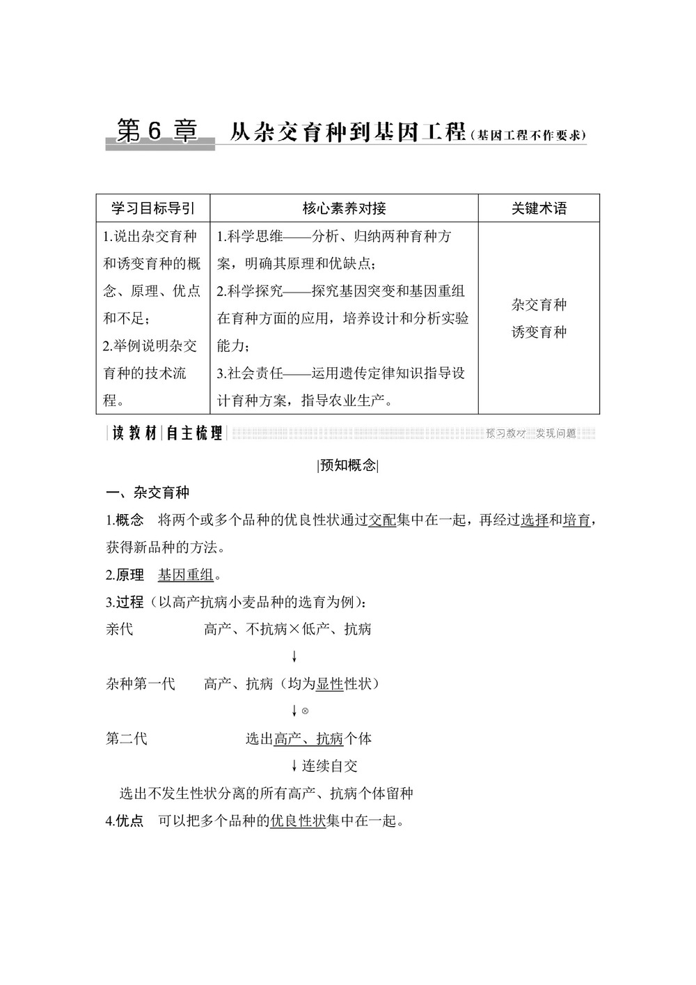 2018-2019学年人教版必修2 第6章 从杂交育种到基因工程 学案第1页