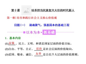 2018-2019学年人教A版政治新同步浙江专版必修三：第四单元 第十课 第一框 培育和践行社会主义核心价值观 课件（18张）