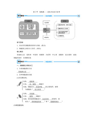 2018-2019学年人教版必修一第三章第2节　细胞器——系统内的分工合作 学案