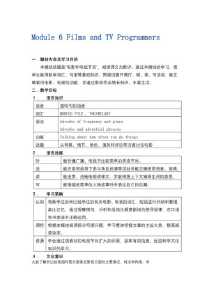 【课堂导学】2018-2019学年外研版高中英语必修二教案：Module6 《Films and TV Programmers》