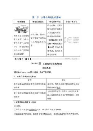 2018-2019学年 人教版（新课改地区）必修二 ：第五章+交通运输布局及其影响+第二节 学案+Word版含答案