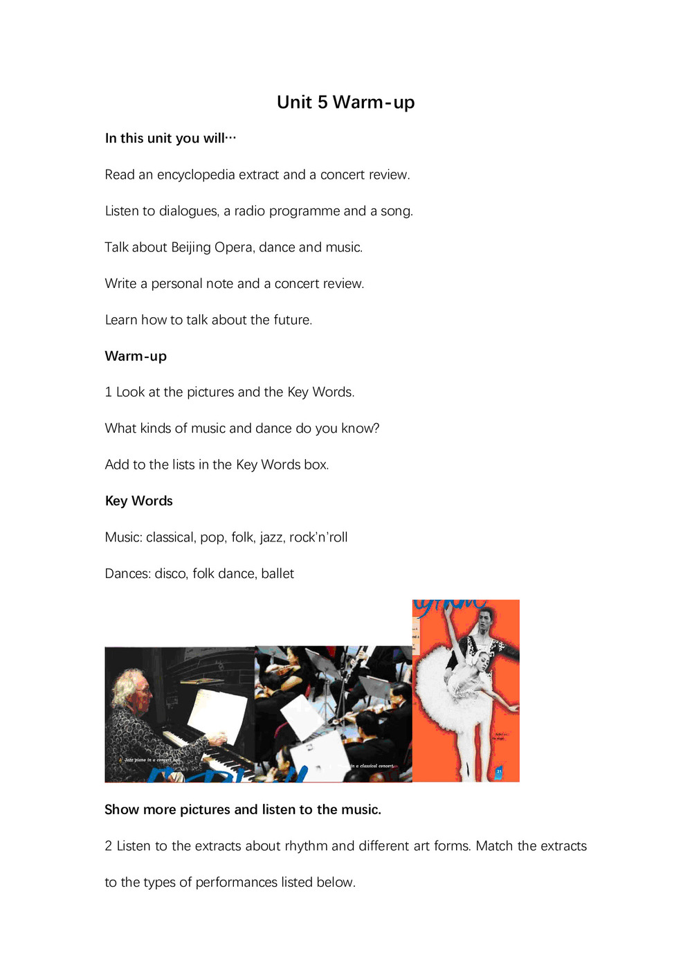 2018-2019学年北师大版高中英语必修2教案Unit5Warm-up第1页