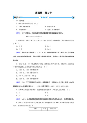 2018-2019学年人教版必修二 第4章 第1节 基因指导蛋白质的合成 作业2