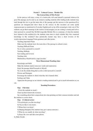 2019-2020学年外研版高中英语必修4教案：Module5 Period5 