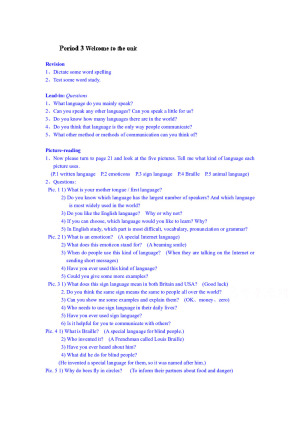 2018-2019学年译林版高中英语必修三教学设计（江苏省专用）《Unit 2  Language Period 3 Welcome to the unit》