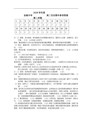 《302edu发布》浙江省余姚中学2018-2019学年高二下学期期中考试 历史 PDF版含答案