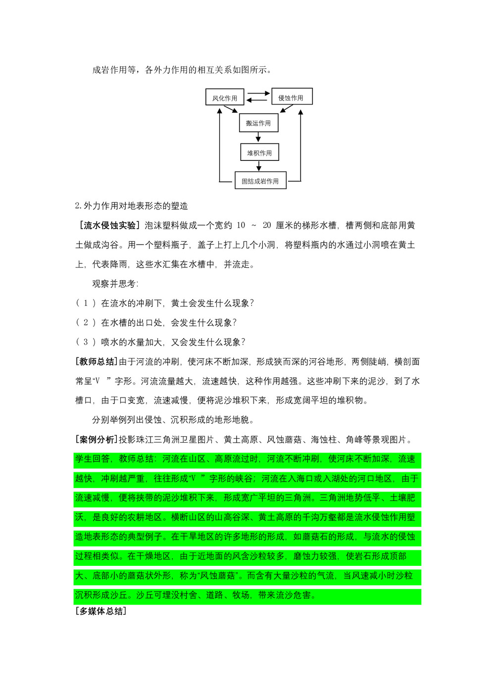 2018--2019学年 湘教版 必修1  2.2 地球表面形态（二）外力与地表形态 教案 Word版含解析第2页