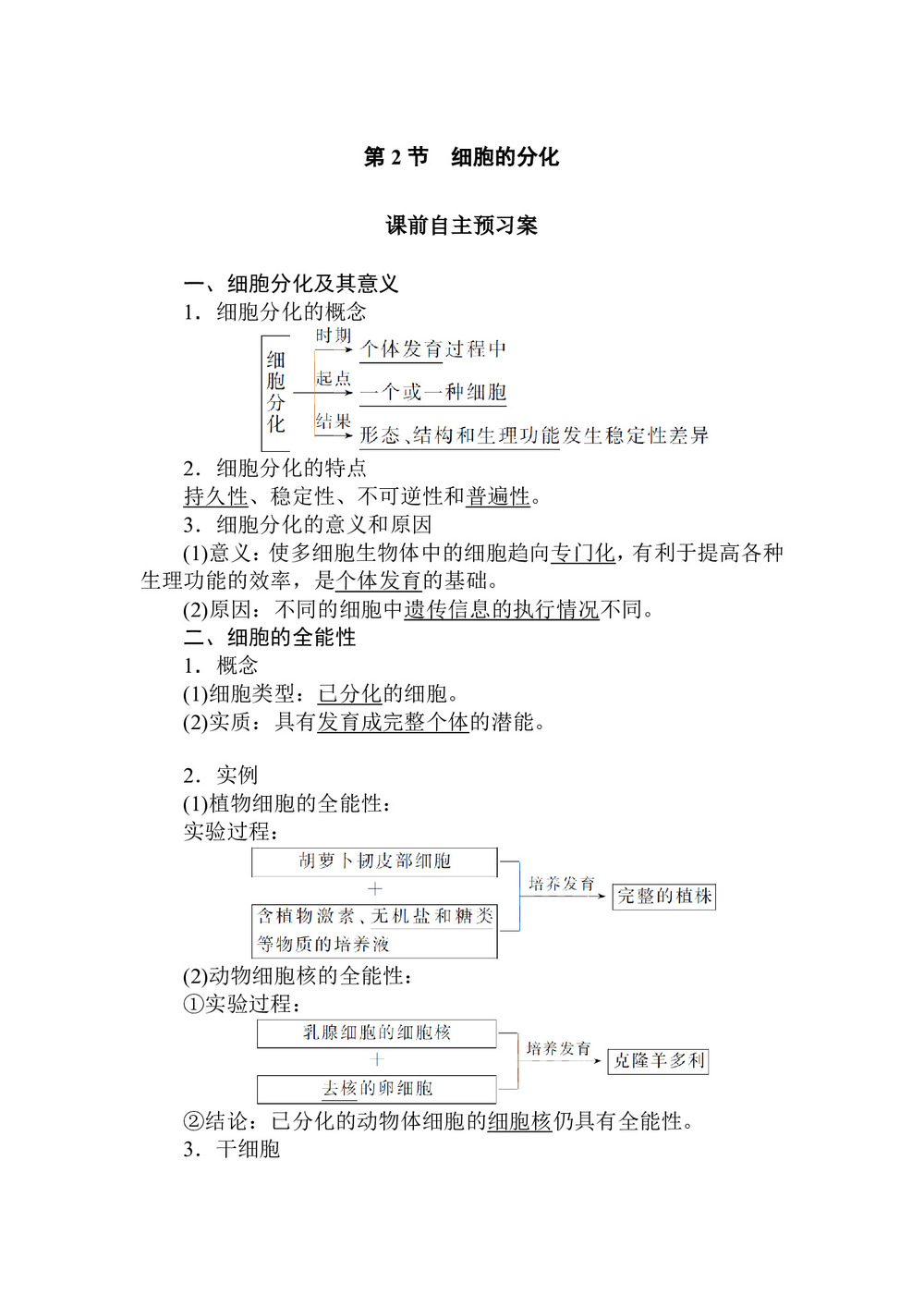 2019-2020学年人教版必修1 6.2 细胞的分化 学案(1)第1页