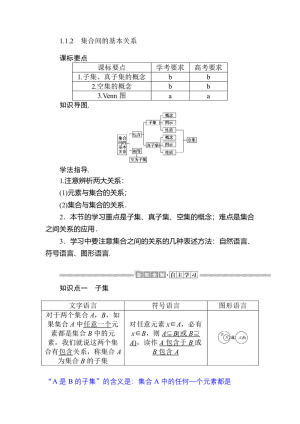 2019-2020学年人教A版必修一 1.1.2 集合间的基本关系 学案
