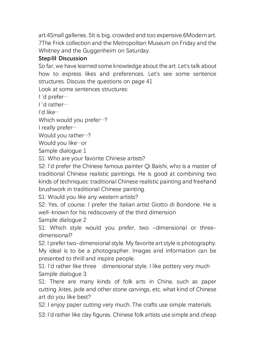 2019-2020学年度人教版选修六Unit1ArtPeriod5Using languae-- Listening,Speaking and Writing教案(7页word版)第3页