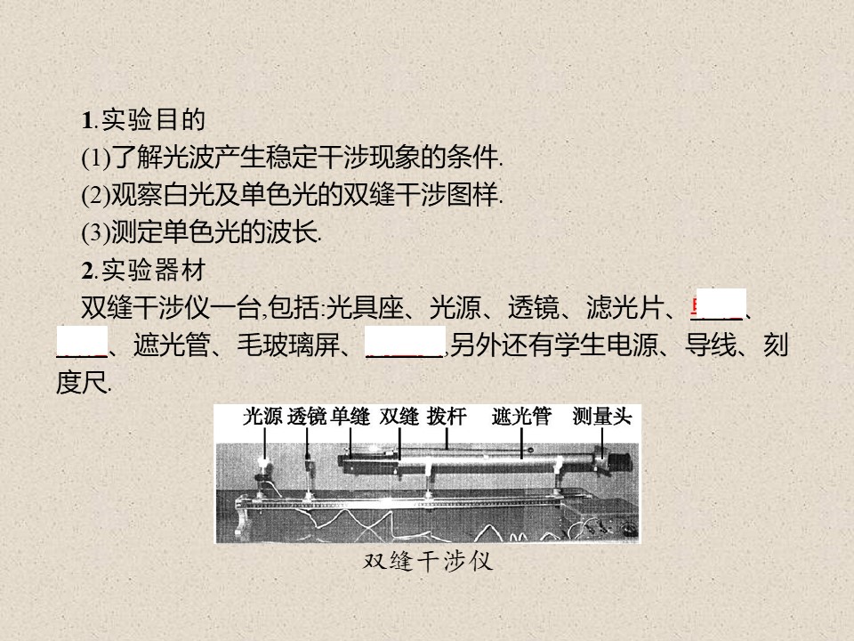 2019-2020学年教科版选修3-4     第五章2学生实验：用双缝干涉测量光的波长   课件（21张）第3页