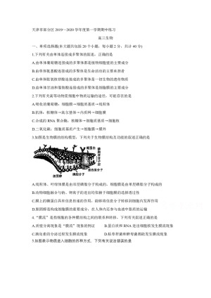 《302edu发布》天津市部分区2020届高三上学期期中练习 生物 Word版含答案