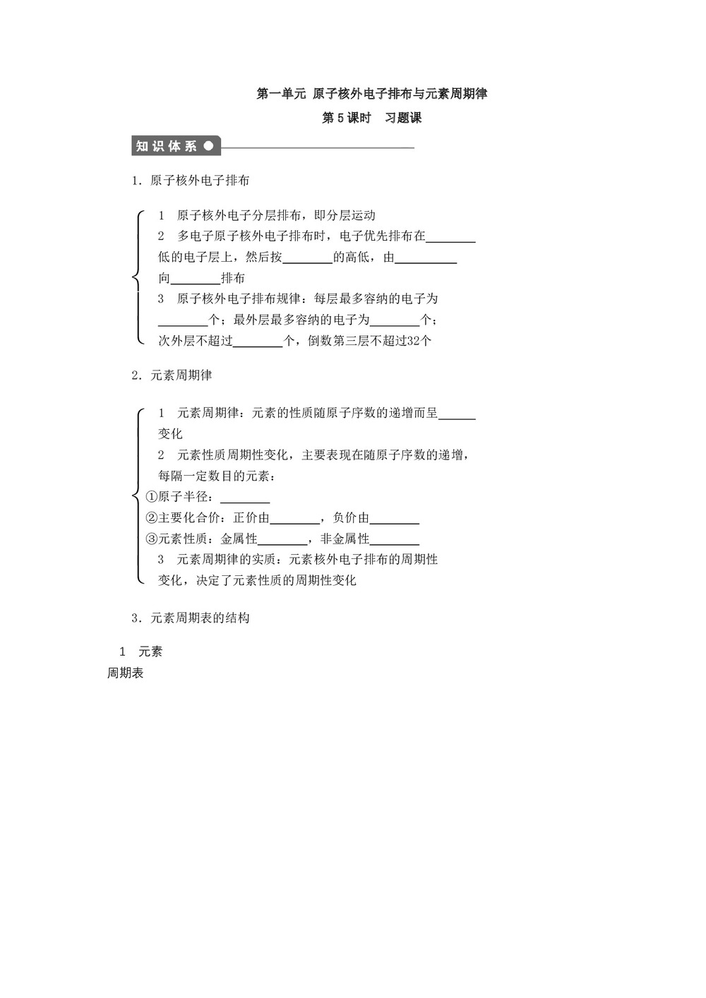 2019-2020学年苏教版必修2 专题1第一单元 原子核外电子排布与元素周期律（第5课时） 学案第1页